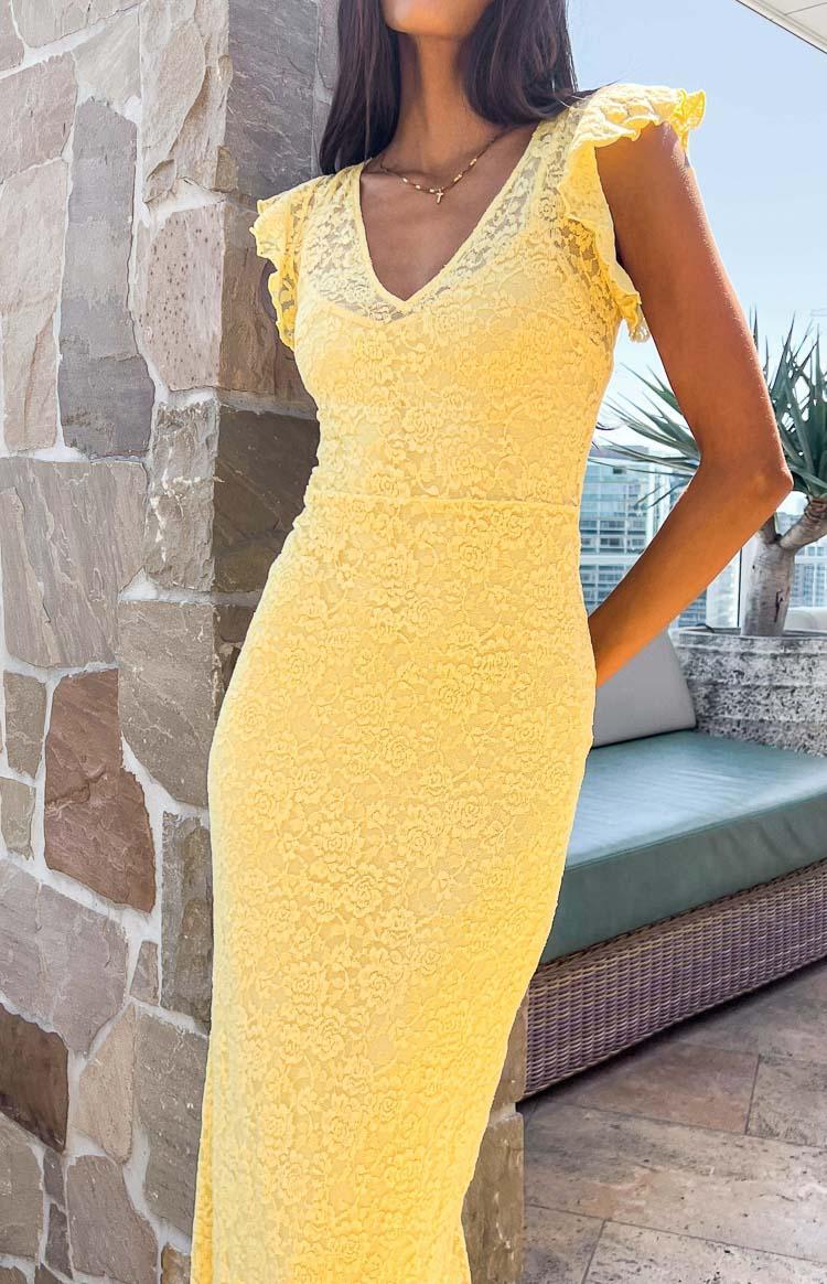 Blake Yellow Lace Maxi Dress Product Image
