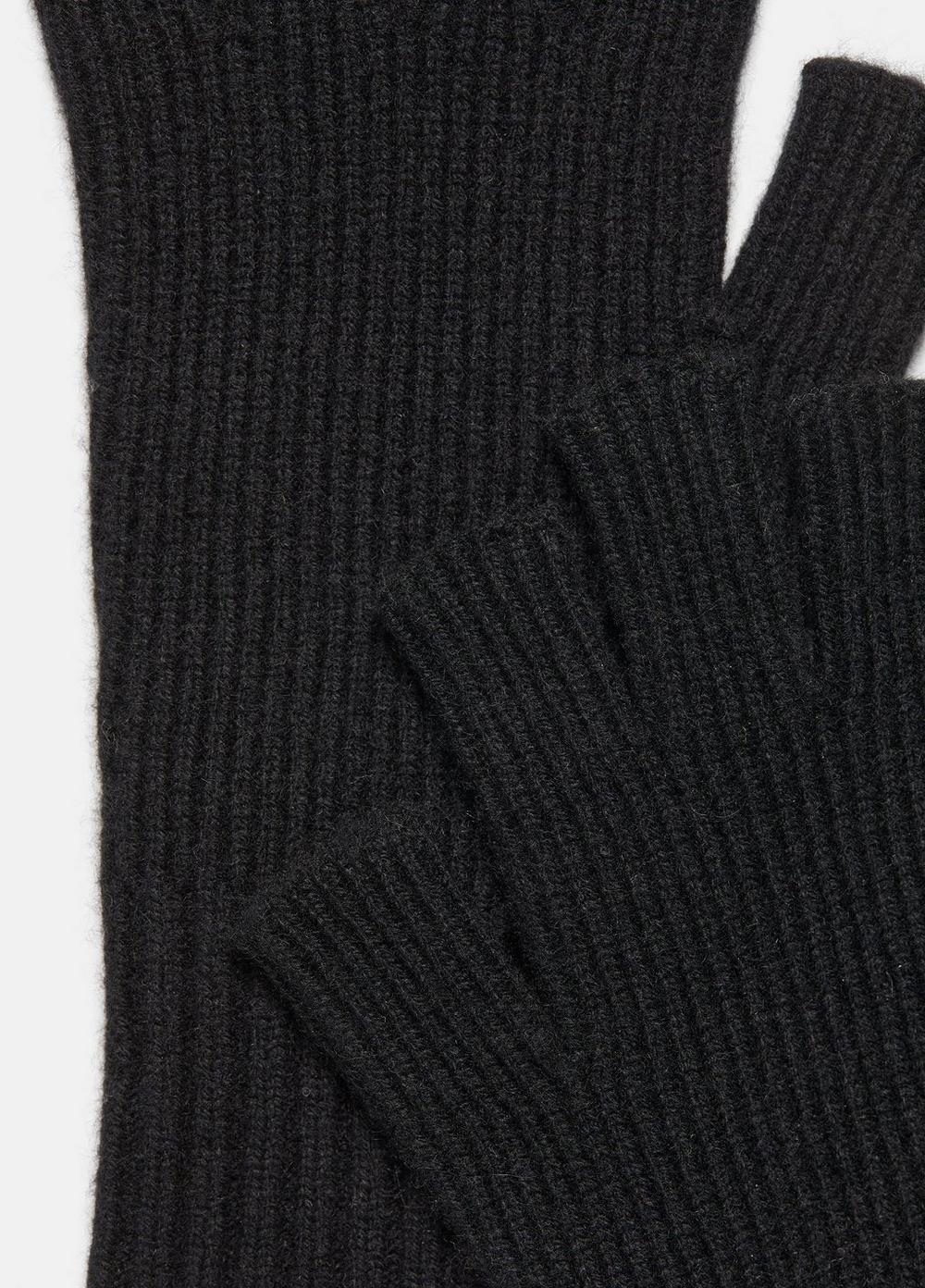 Mens Wool-Cashmere Rib-Knit Fingerless Glove, Heather Black Vince Product Image