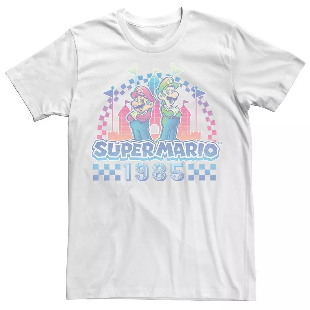 Men's Super Mario Luigi Retro Neon Duo 1985 Tee, Size: Medium, White Product Image