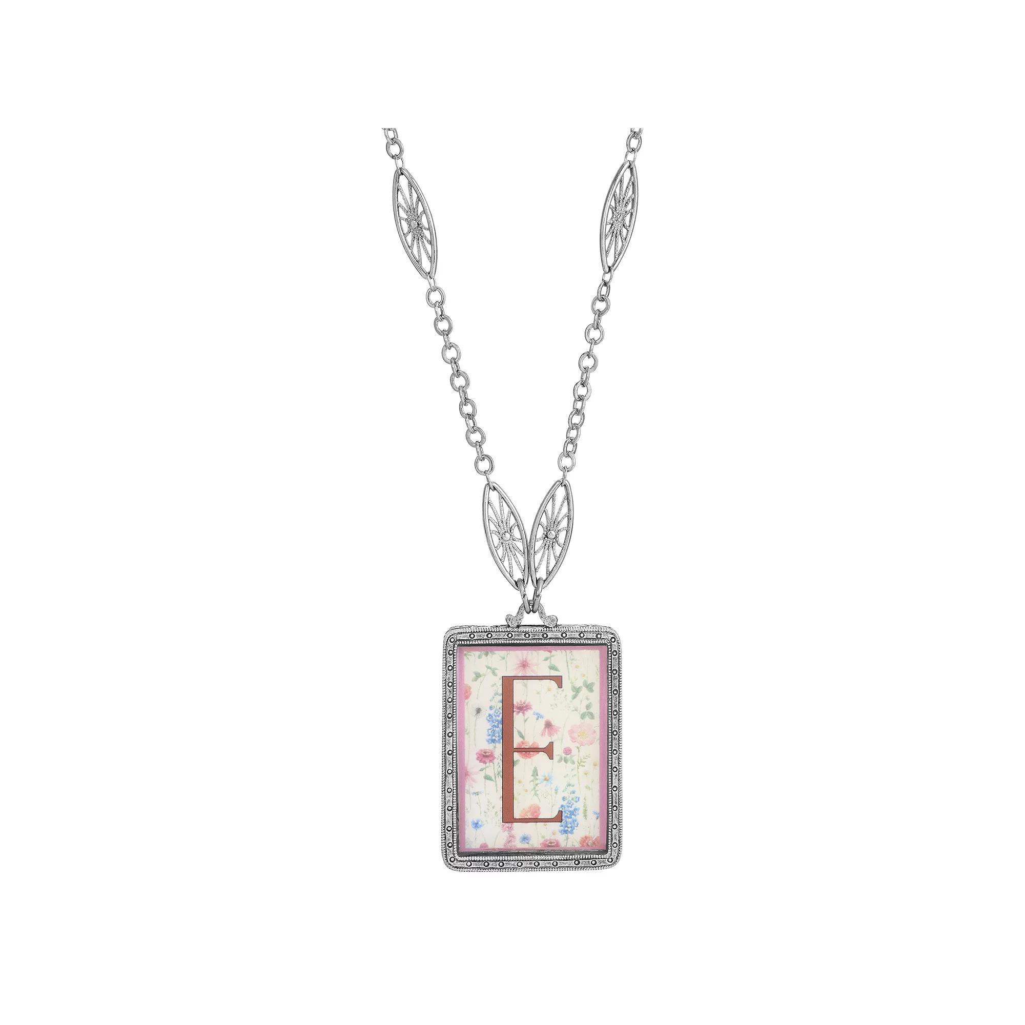 1928 Floral Motif Initial Pendant, Women's, G Product Image