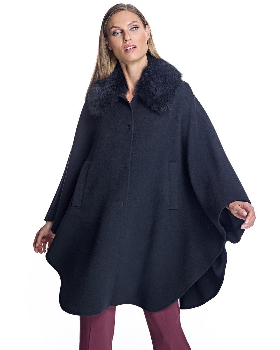 Loro Piana Cashmere Blend Cape with Cashmere Goat Collar Product Image
