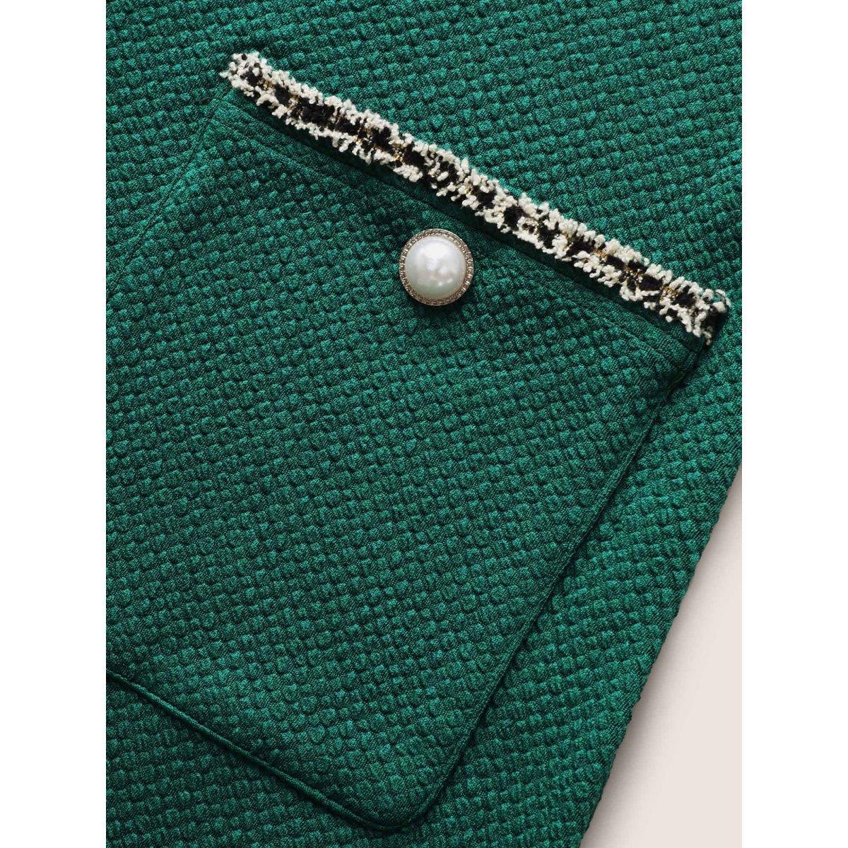 Plus Size Round Neck Contrast Webbing Patched Pocket Dress DarkGreen Women Elegant Texture Round Neck Sleeveless Curvy BloomChic 26/4X Product Image