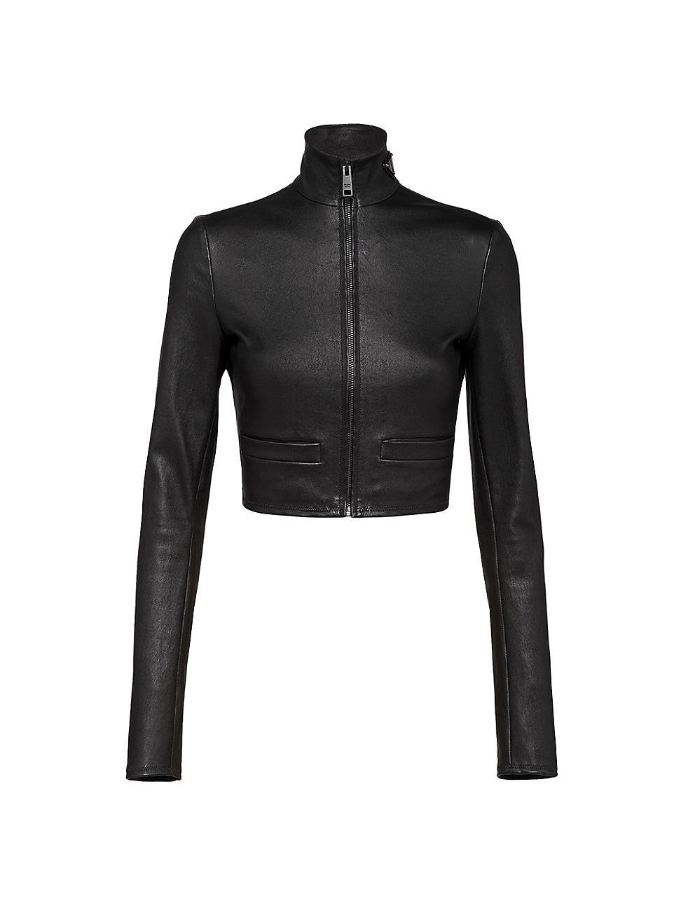 Leather Zip Crop Jacket Product Image