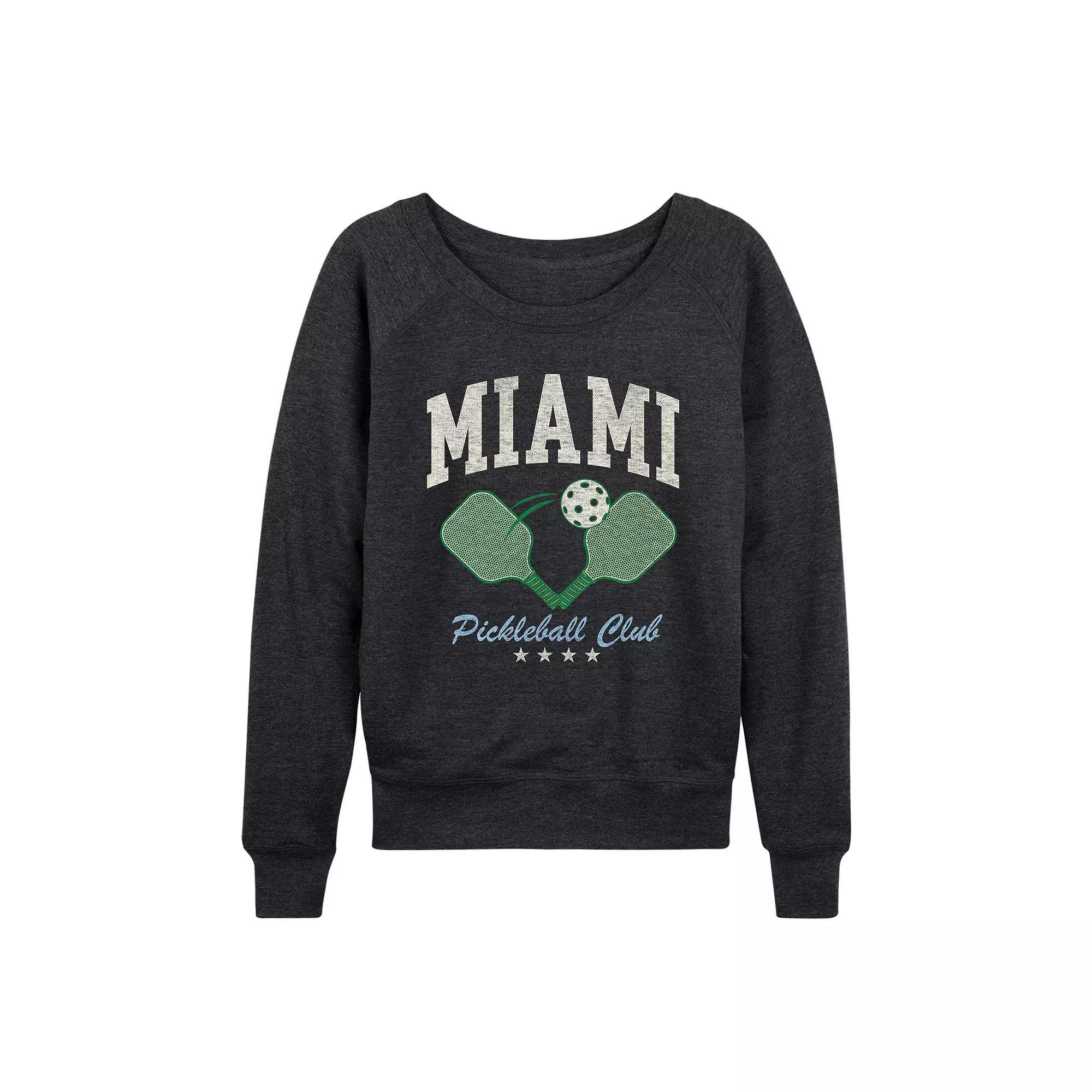 Womens Miami Pickleball Club French Terry Long Sleeve Tee, Girls Grey Gray Product Image