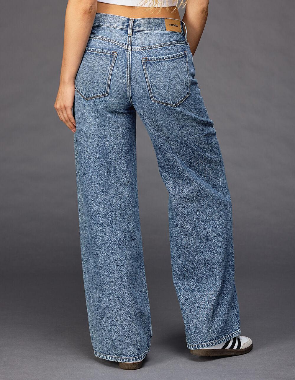 RSQ Womens Mid Rise Wide Leg Jeans - MED BLAST Product Image