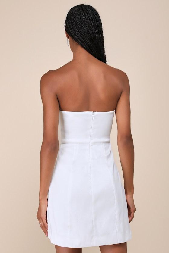 Especially Perfect White Taffeta Bow Cutout Strapless Mini Dress Product Image