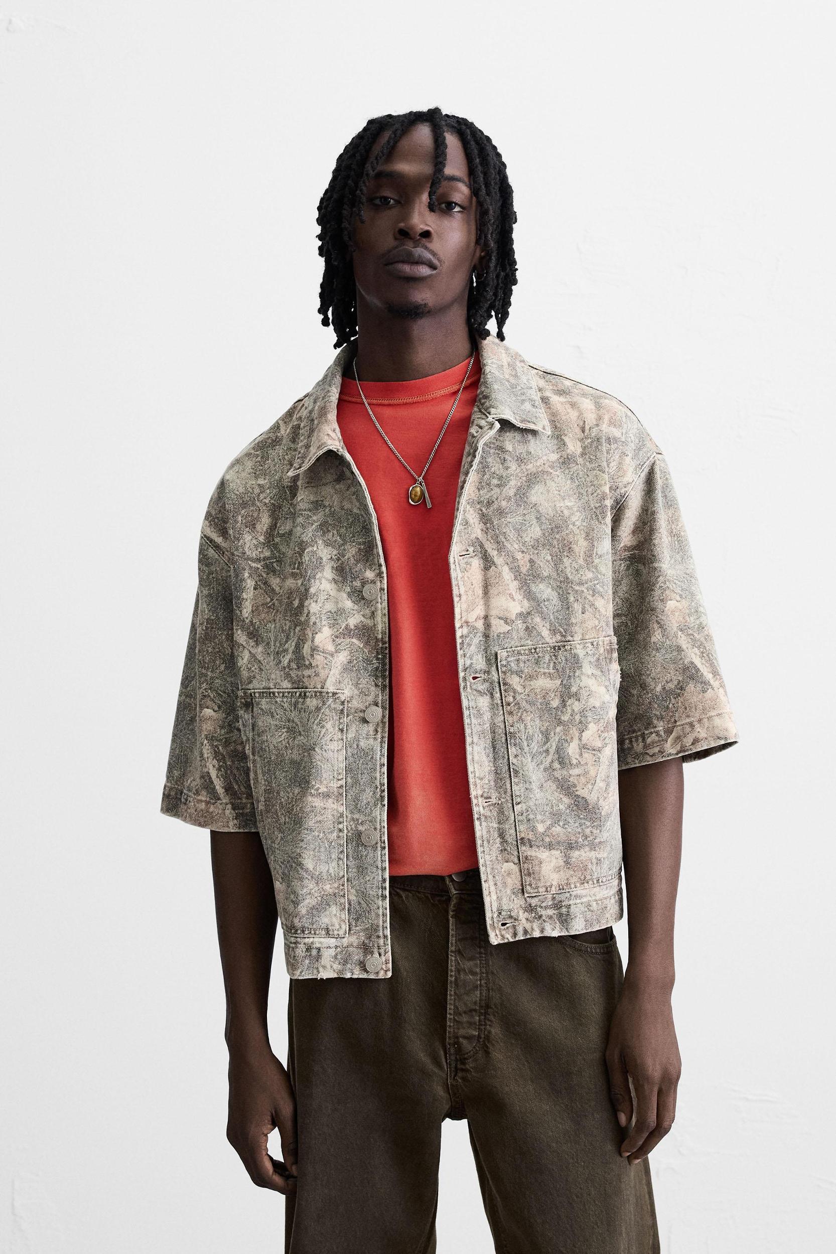 WASHED ABSTRACT PRINT OVERSHIRT Product Image