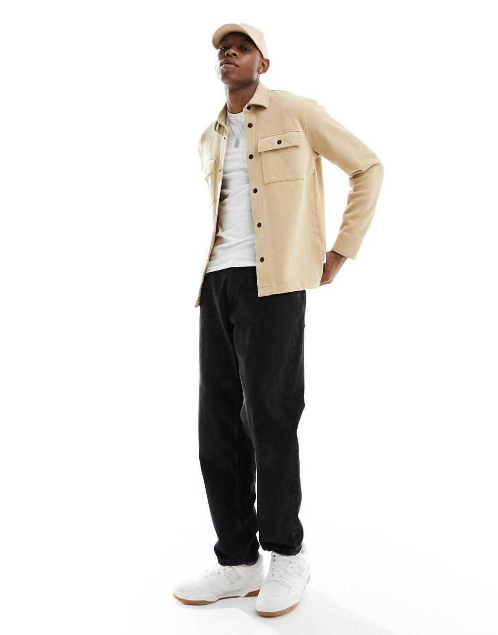 Selected Homme Jackie overshirt in cream Product Image