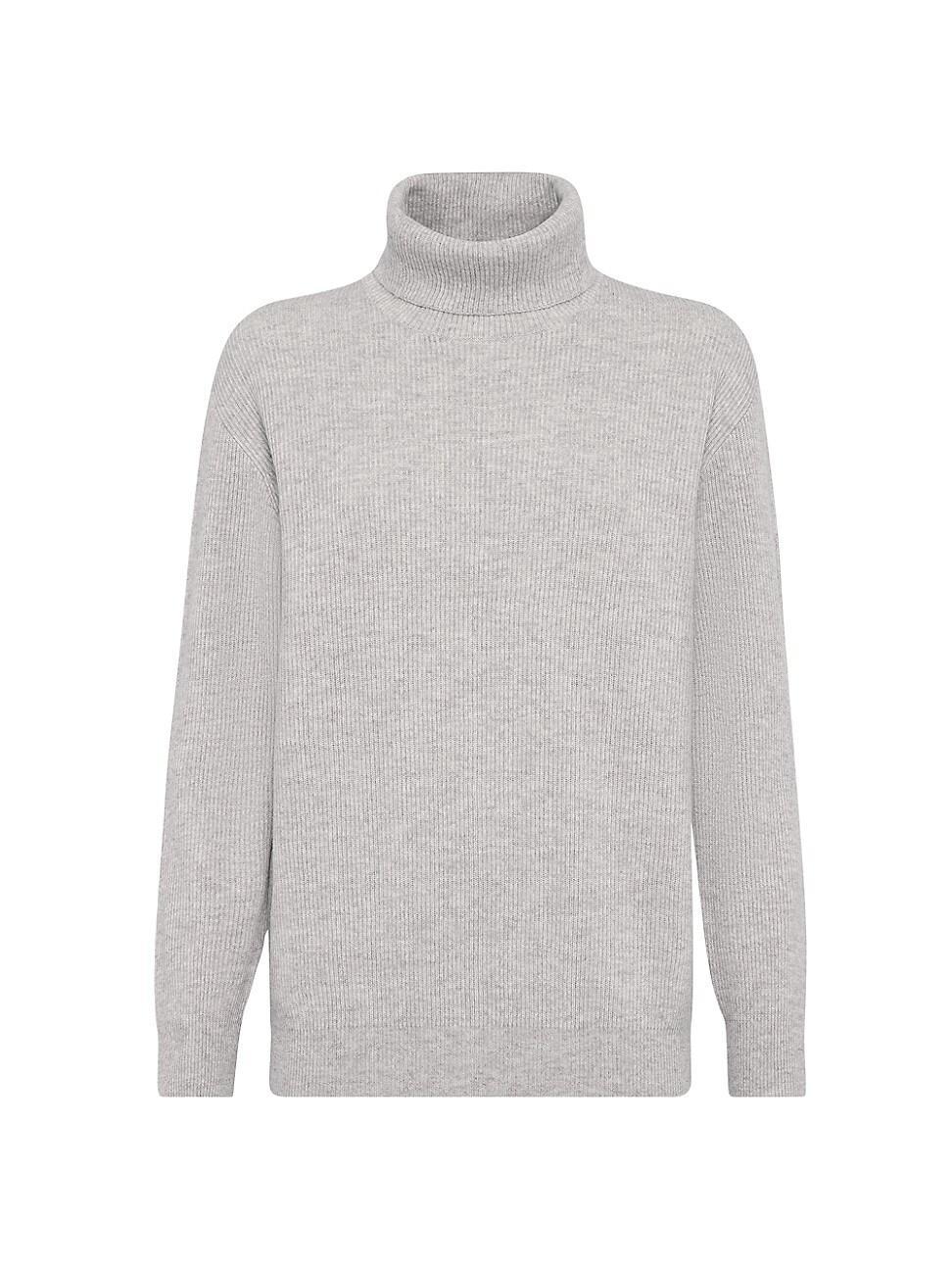 Womens Cashmere English Rib Turtleneck Sweater Product Image