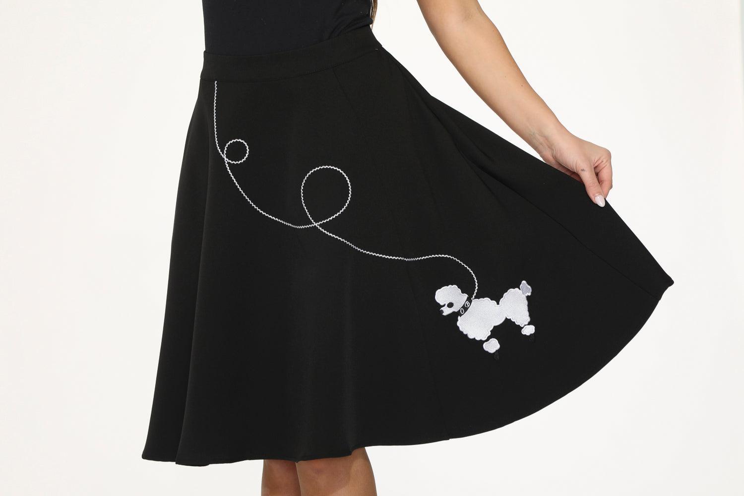 Black Embroidered Poodle Skirt Product Image