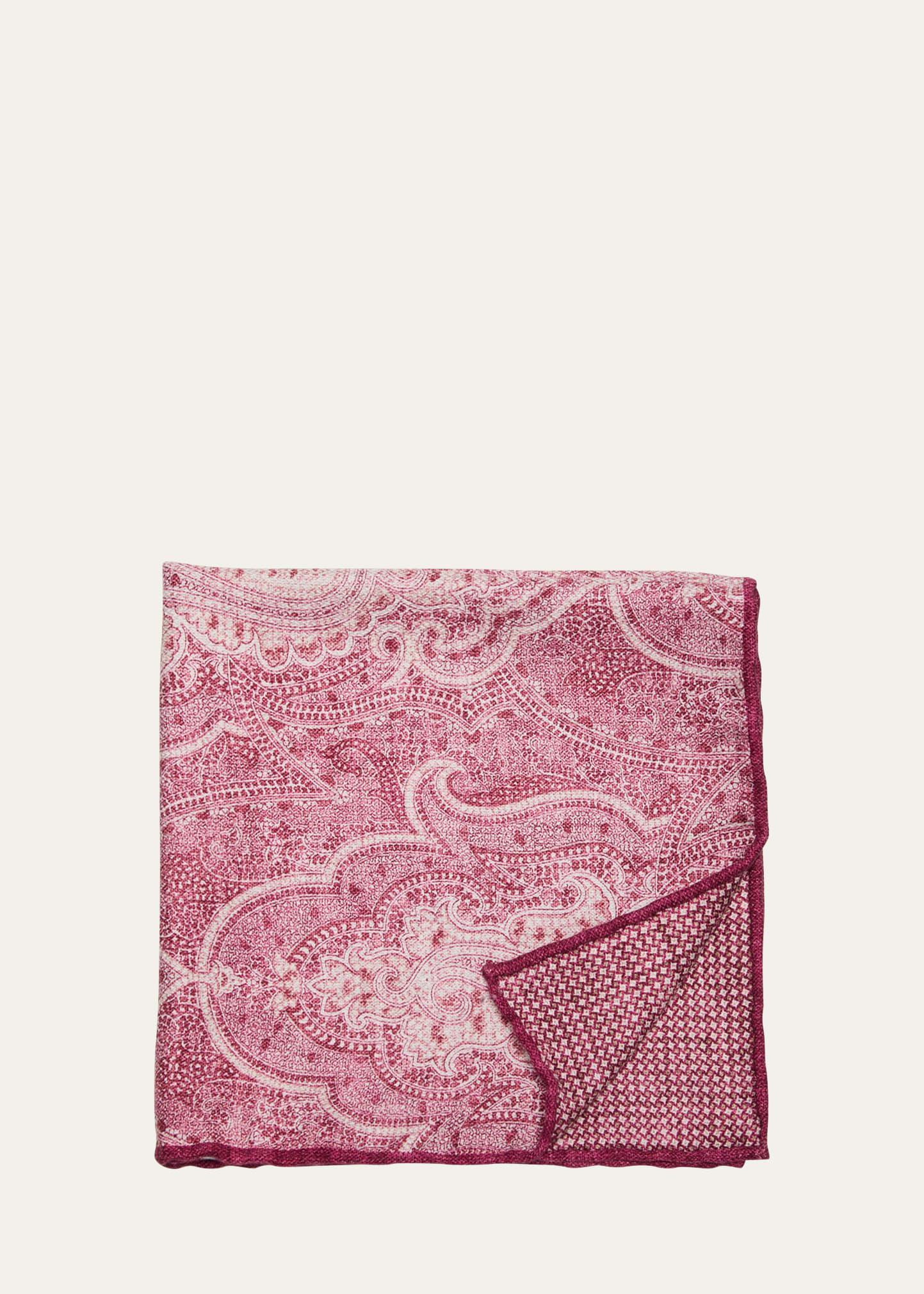 Men's Large Paisley-Print Silk Pocket Square Product Image