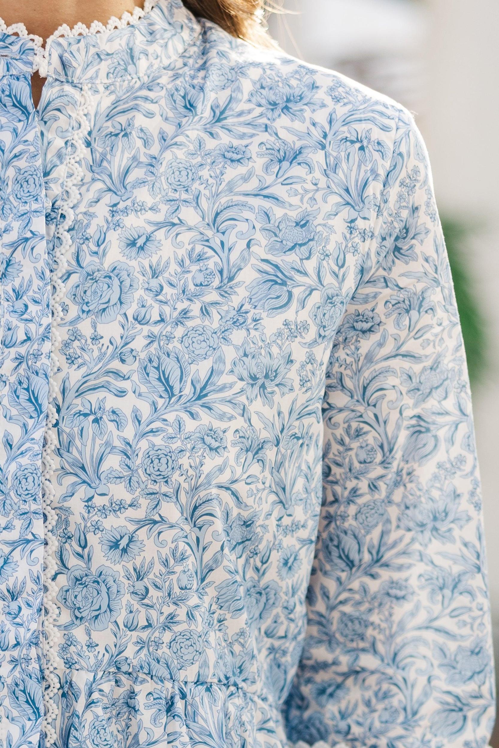 Always The One Navy Blue Floral Toile Shift Dress Female Product Image