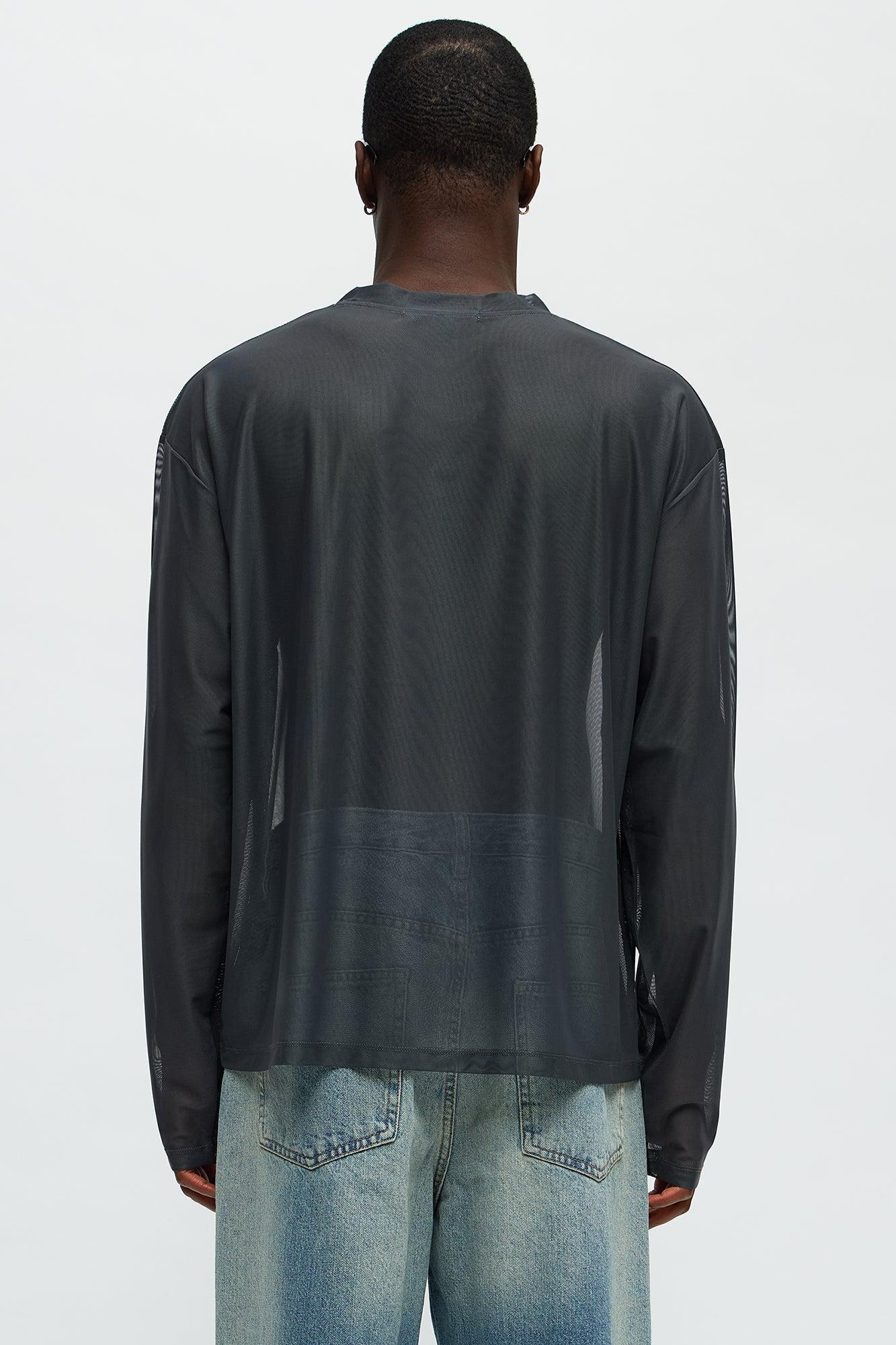 All In Your Hands Mesh Long Sleeve Tee - Grey Product Image