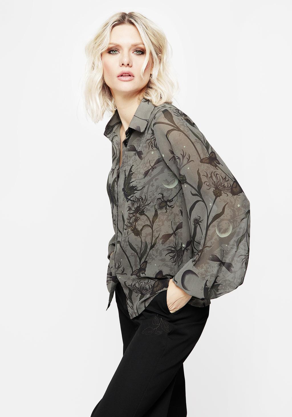 Gloriana Floral Print Chiffon Shirt Product Image
