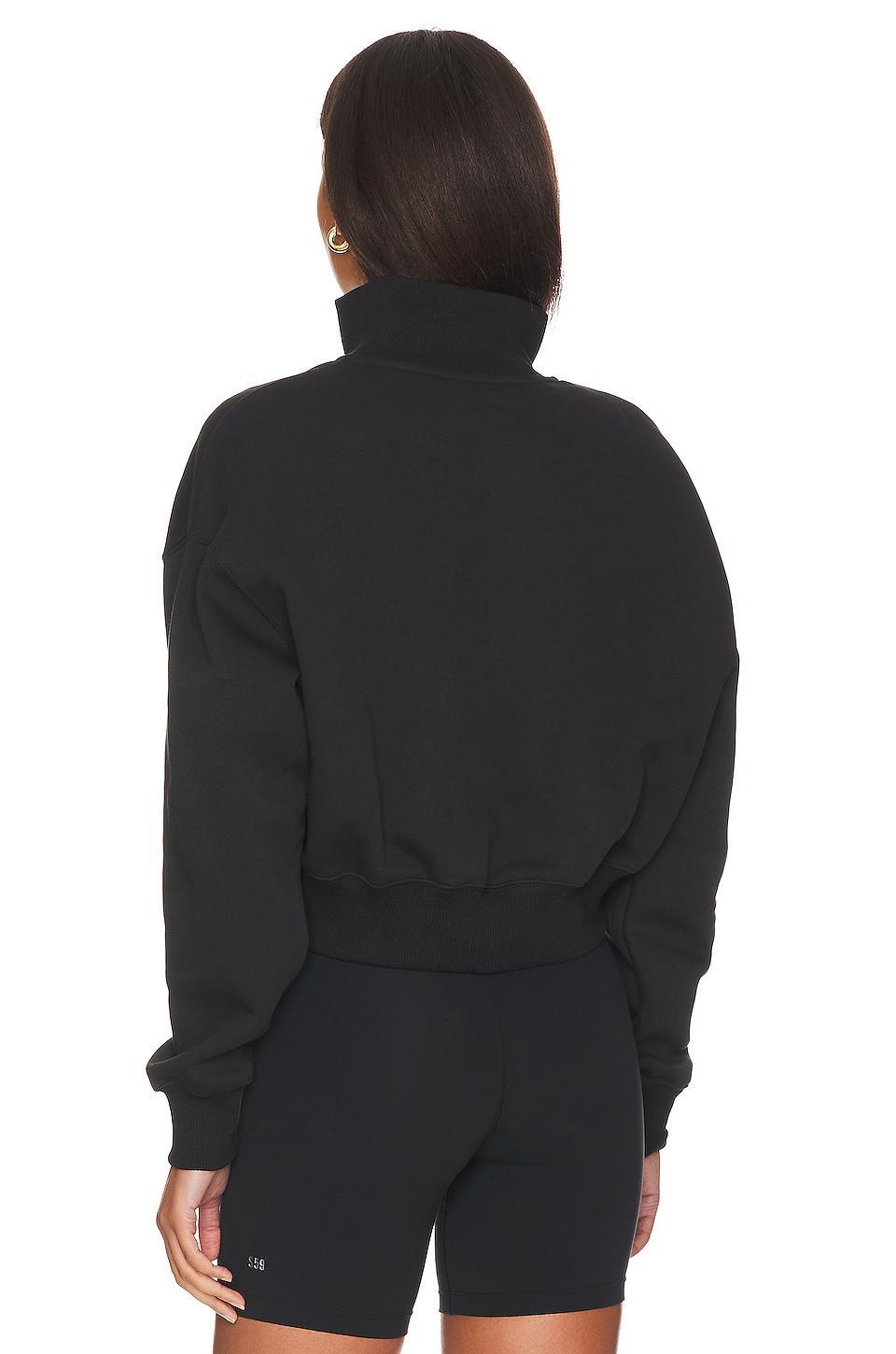 Nike Women's Sportswear Phoenix Fleece Oversized Half-Zip Crop Sweatshirt in Black/Black Size Medium Cotton/Polyester/Fleece Product Image