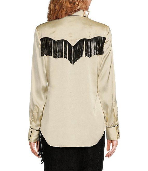 Scully Western Fringe Collared Long Sleeve Blouse Product Image