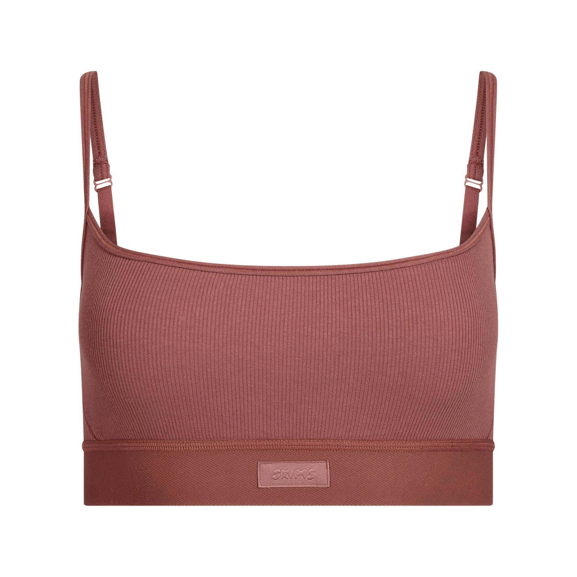 COTTON RIB SCOOP BRALETTE | REDWOOD Product Image
