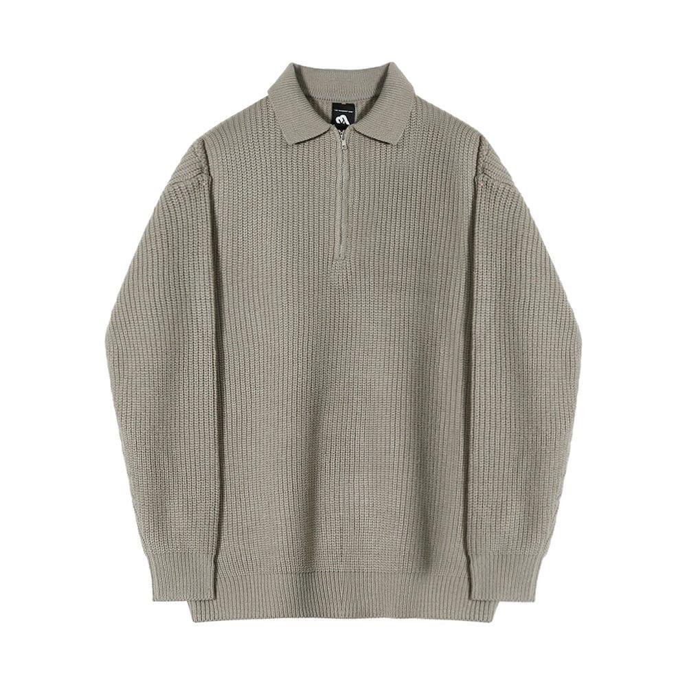 RT No. 6151 KNITTED HALF ZIP-UP COLLAR SWEATER Product Image