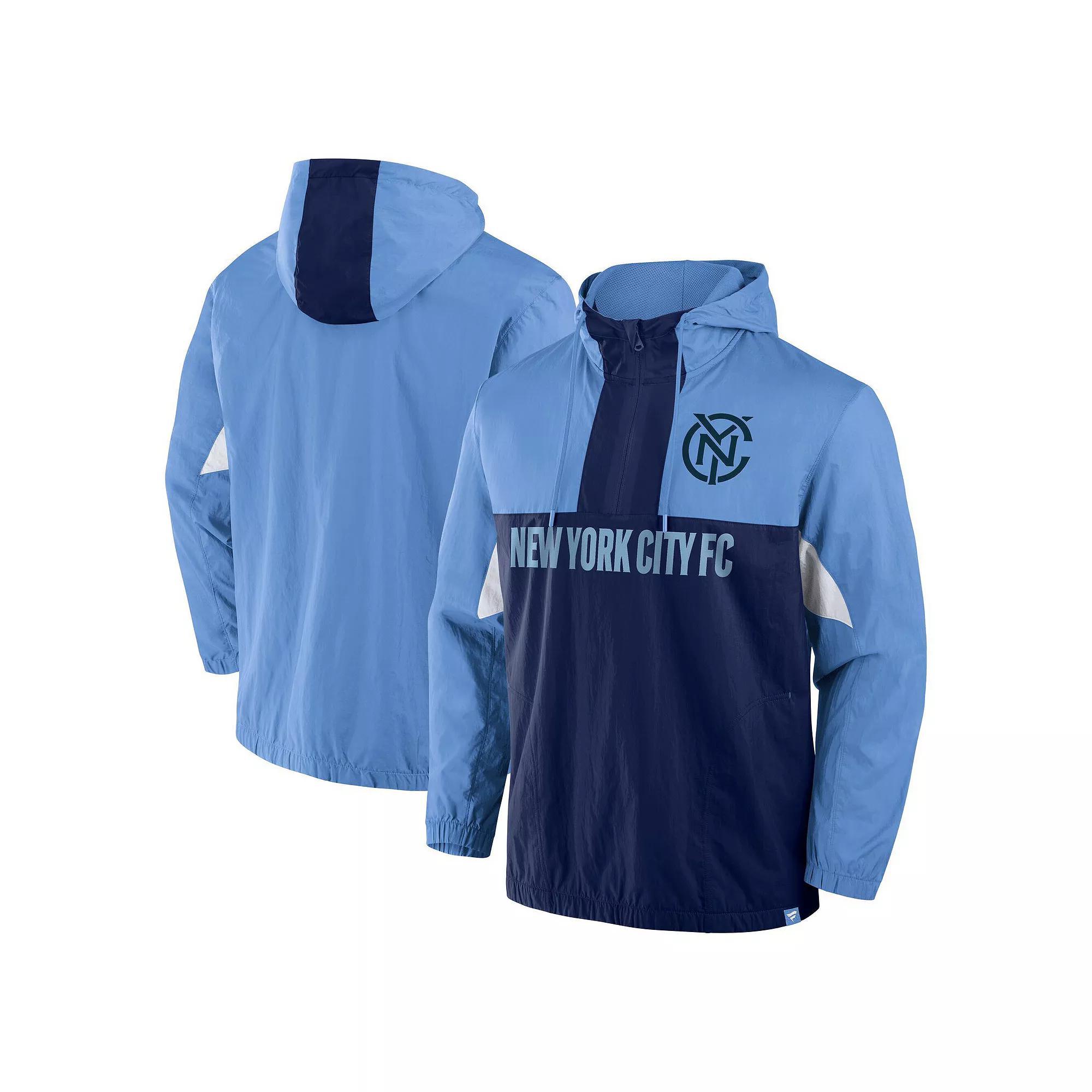 Men's Fanatics Sky Blue New York City FC Free Kick Woven Quarter-Zip Hoodie Jacket, Size: Medium Product Image