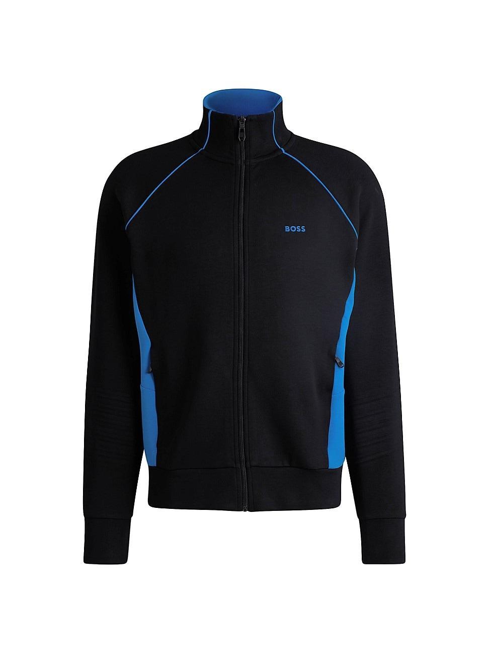 Mens Stretch-Cotton Zip-Up Sweatshirt with Piping Product Image