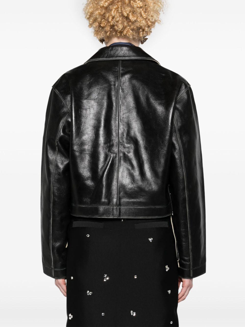 distressed leather jacket Product Image
