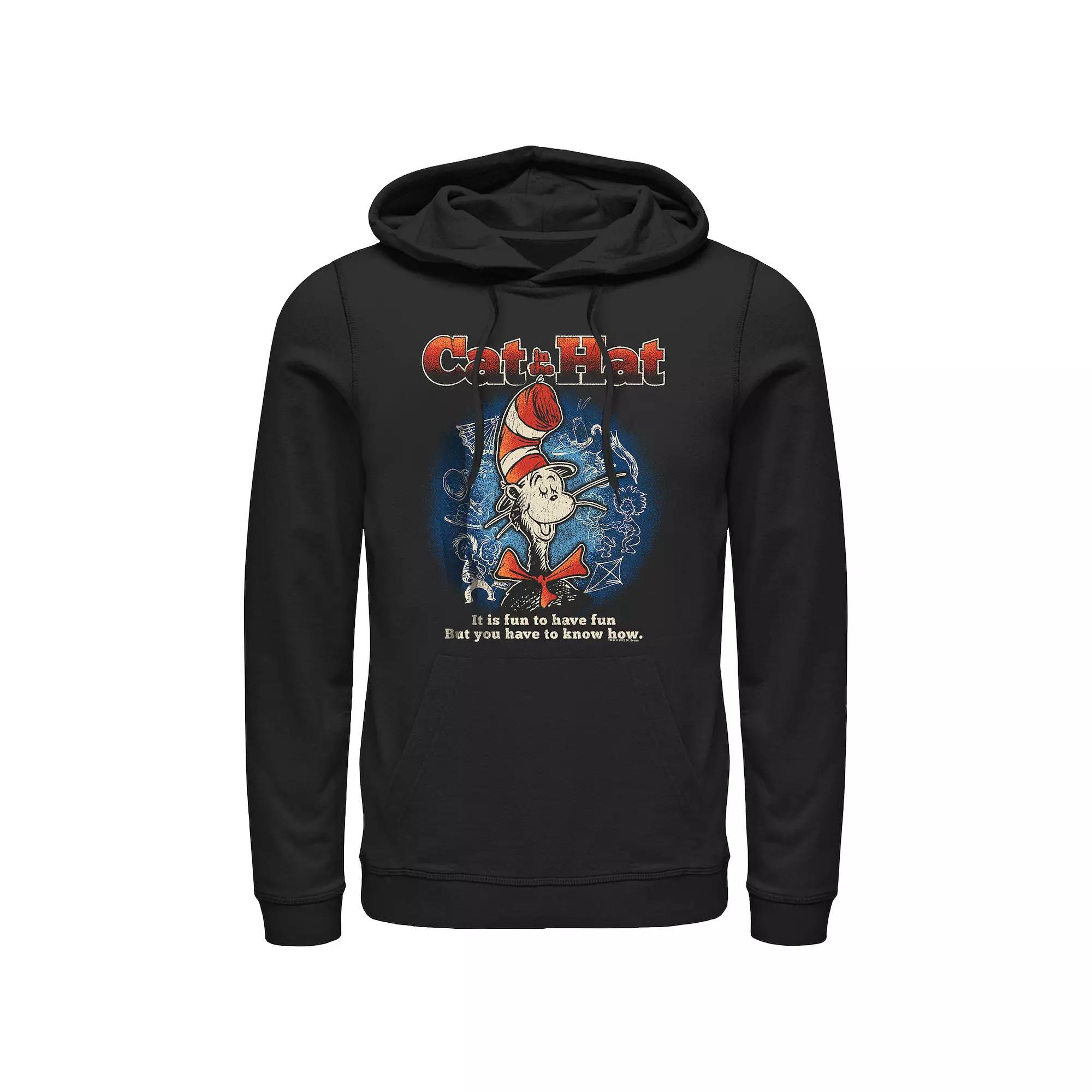Men's Dr. Seuss The Cat In The Hat It Is Fun To Have Fun Graphic Hoodie, Size: Small, Black Product Image