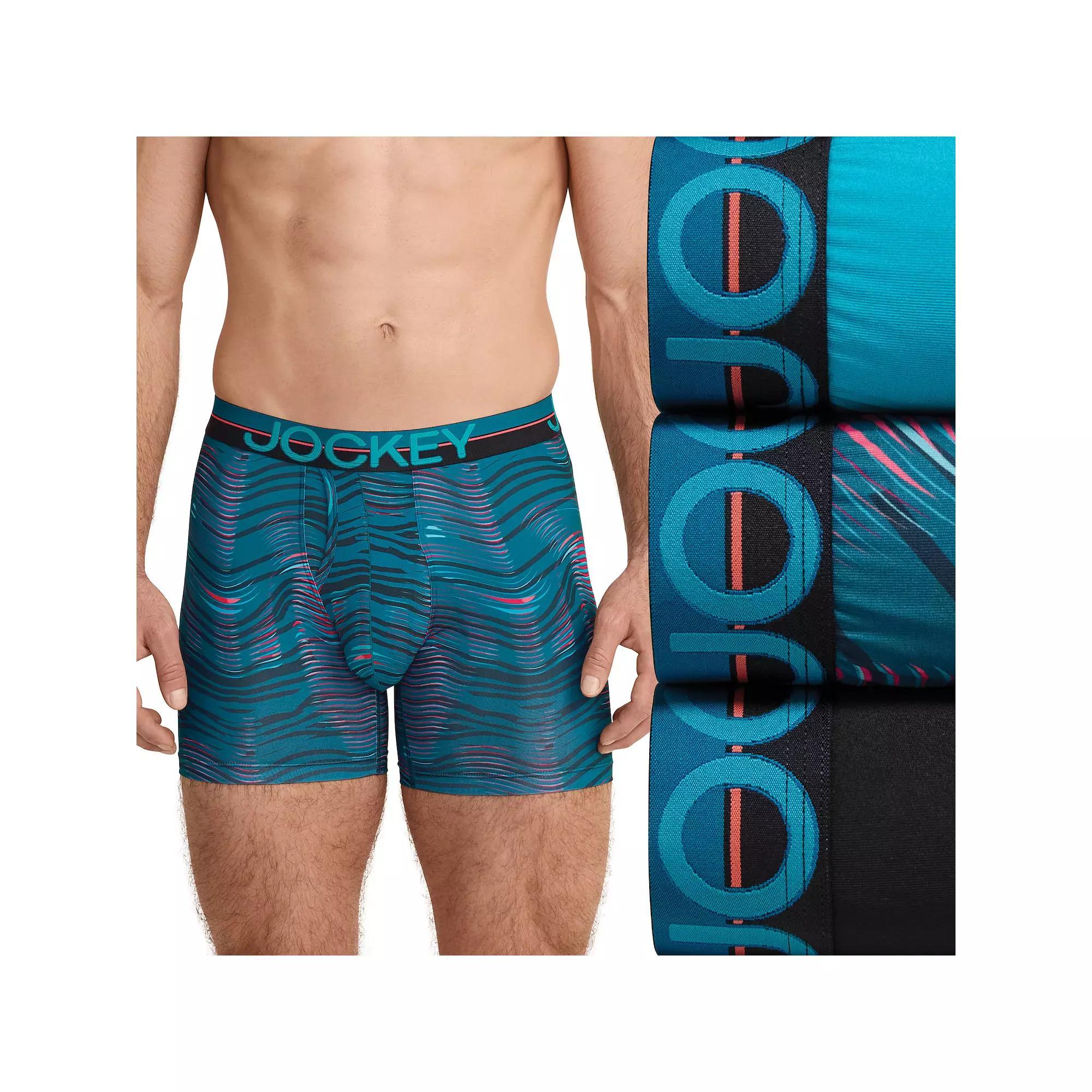 Men's Jockey® Infinite Cool 3-pack Microfiber Stretch 5" Boxer Briefs, Size: Small, Underwater Blue Product Image