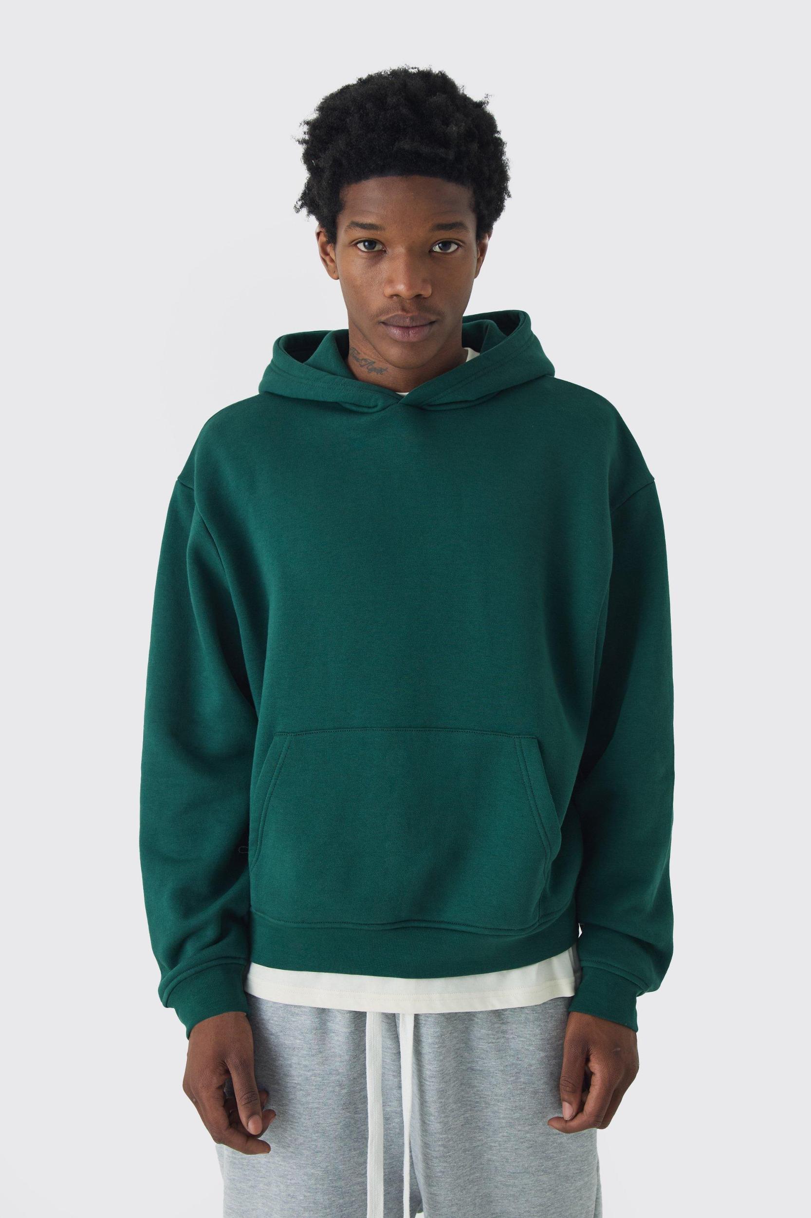 330GSM Oversized Boxy Basic Hoodie | boohooMAN USA Product Image