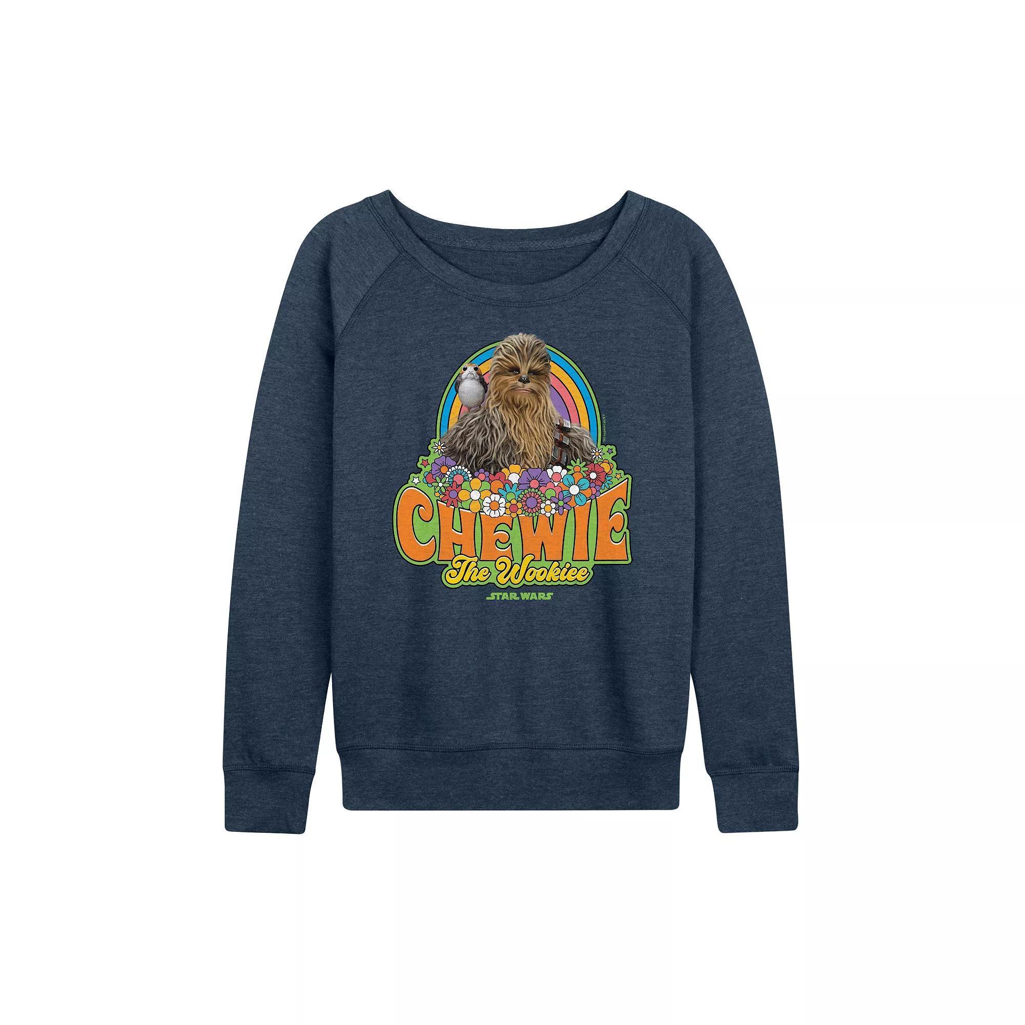 Womens Star Wars Retro Chewie the Wookie French Terry Long Sleeve Tee Grey Indigo Product Image