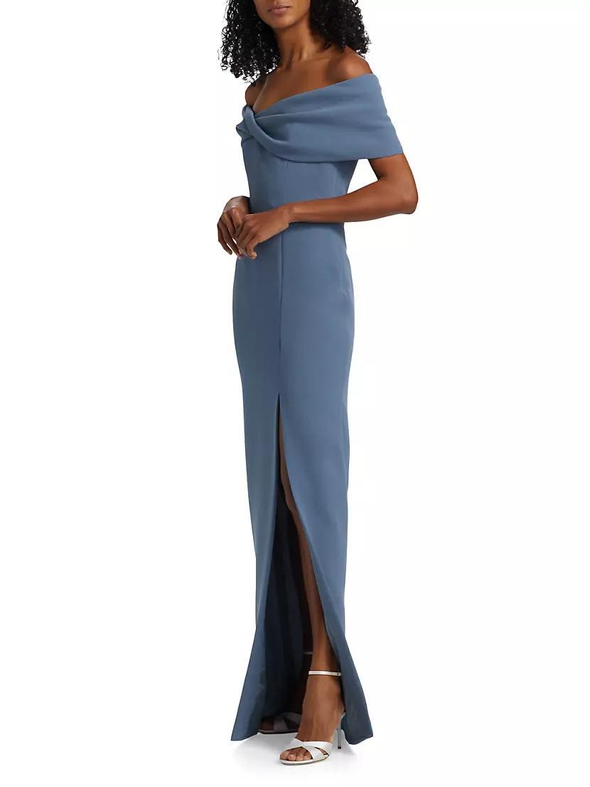 Womens Crpe Twist Off-the-Shoulder Gown Product Image