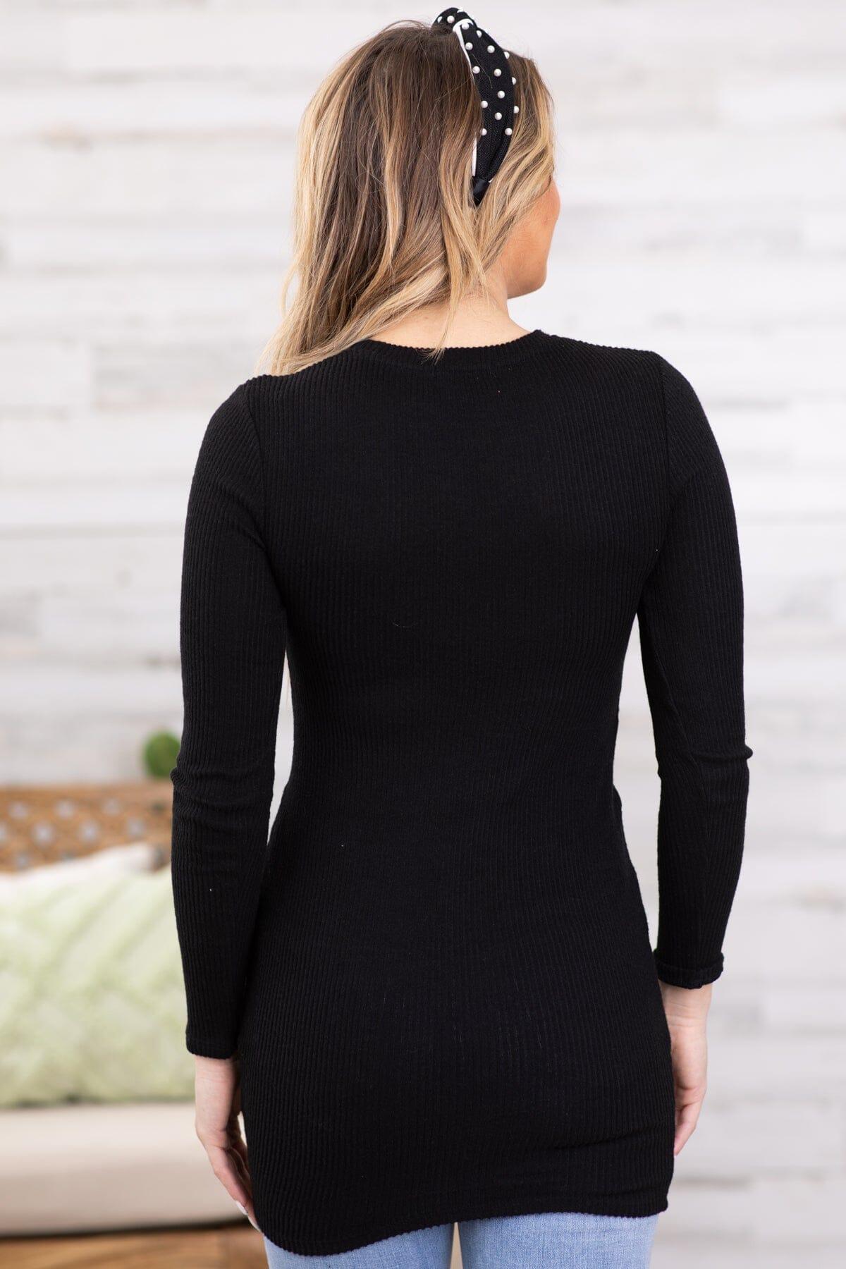 Black Round Hem Long Sleeve Tunic Product Image