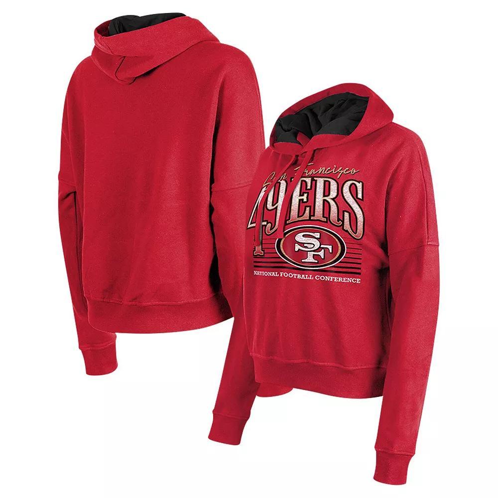Women's New Era Scarlet San Francisco 49ers Boxy Pullover Hoodie, Size: Medium, Red Product Image
