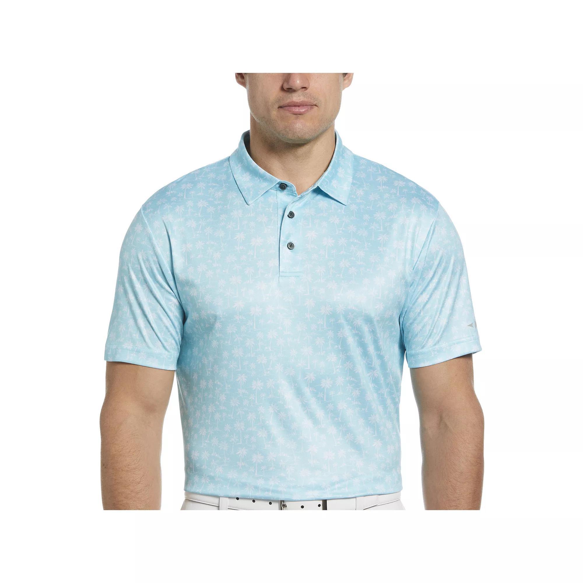 Men's Grand Slam Allover Mini Palm Print Golf Polo, Size: Medium, Blue Product Image