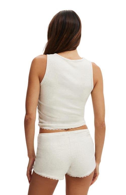COTTON ON BODY Women's Rib Lace Ruched Tank in Light Grey Marle at Nordstrom, Size X-Small Product Image