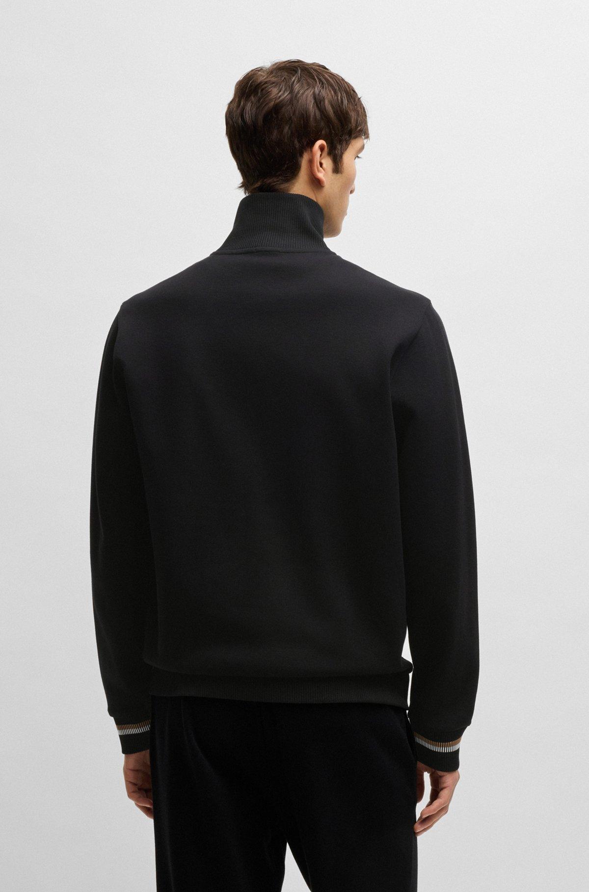 Mercerized-cotton regular-fit sweatshirt with stripe cuffs Product Image