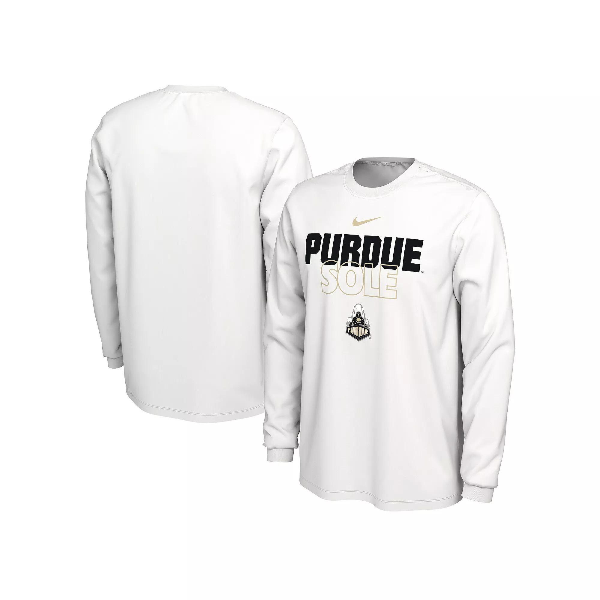 Nike White Purdue Boilermakers 2023 On Court Bench Long Sleeve T-Shirt, Men's, Size: 2XL Product Image