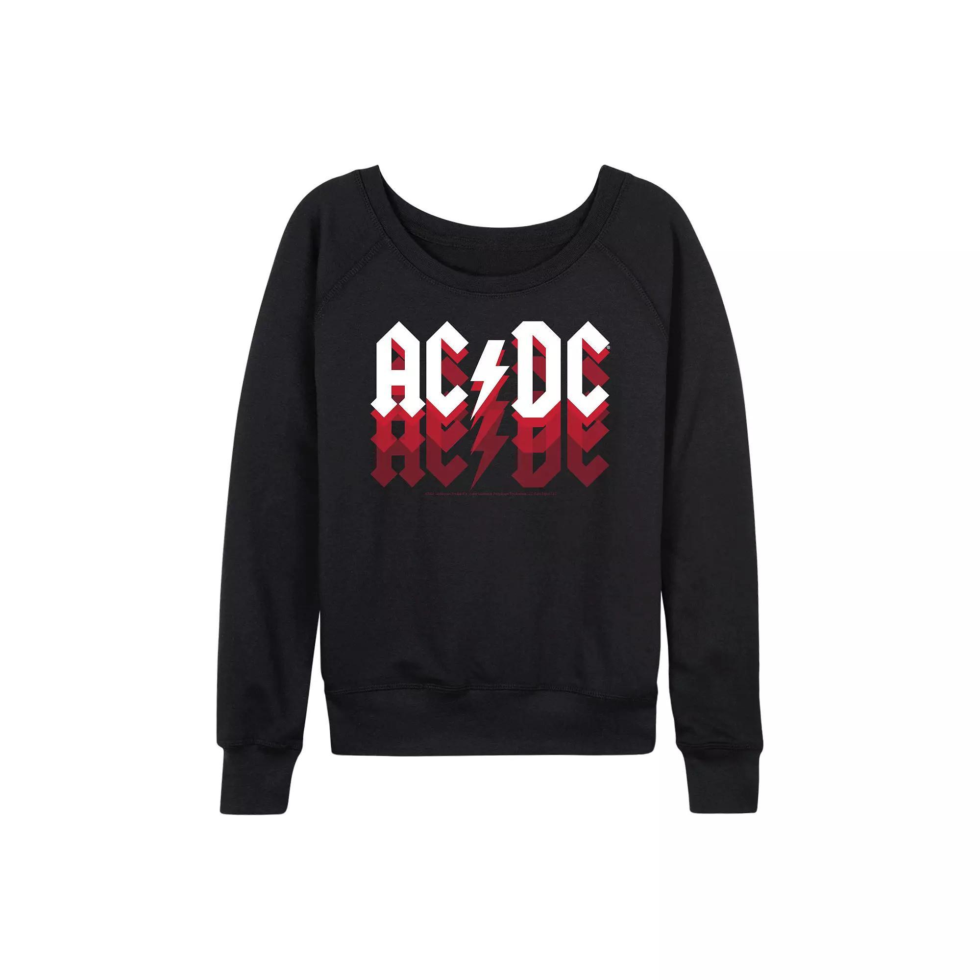 Women's ACDC Logo Fade French Terry Long Sleeve Tee, Size: Large, Black Product Image