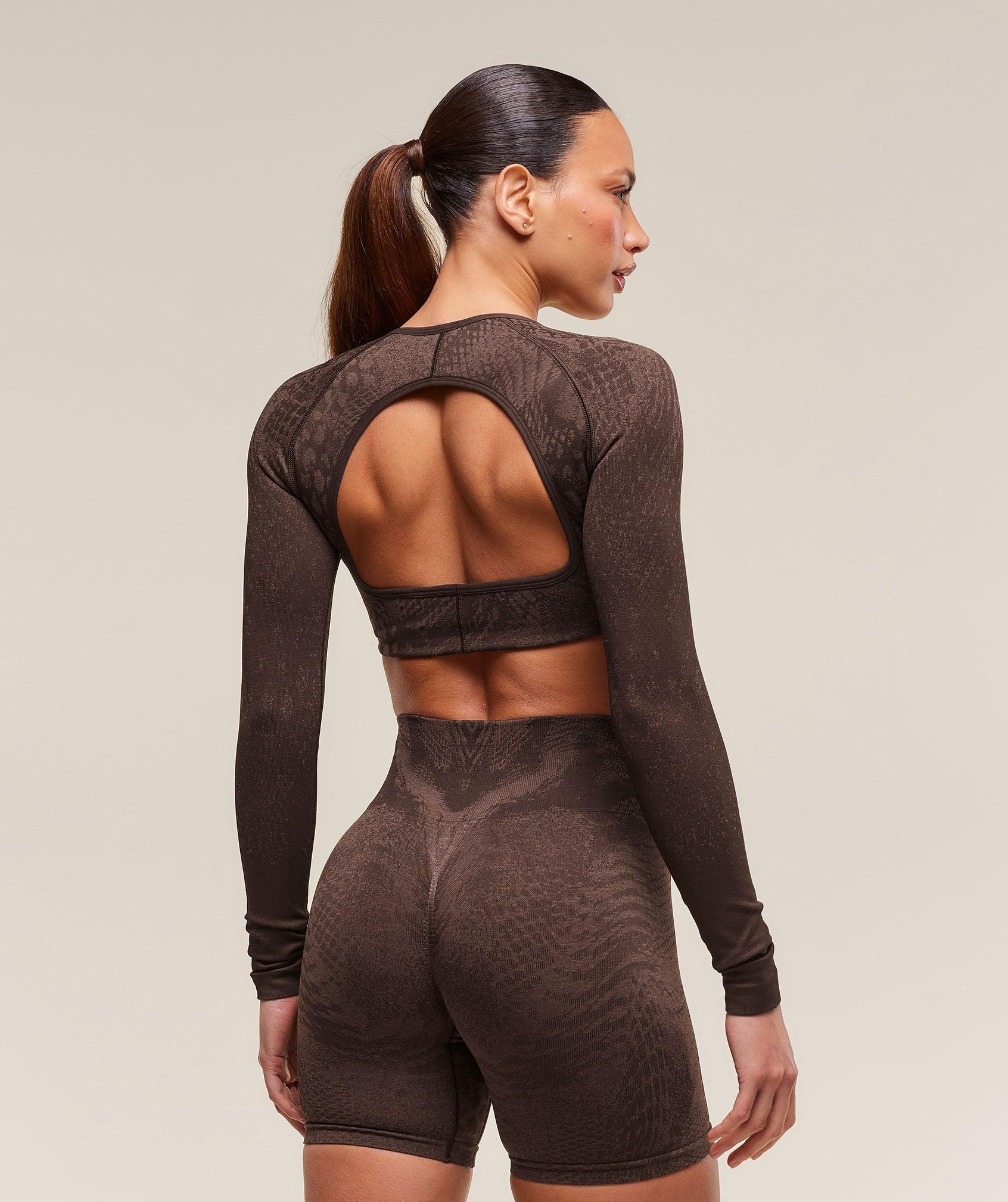 Gymshark Adapt X Whitney Animal Seamless Long Sleeve Top - Archive Brown/Soft Brown Female Product Image