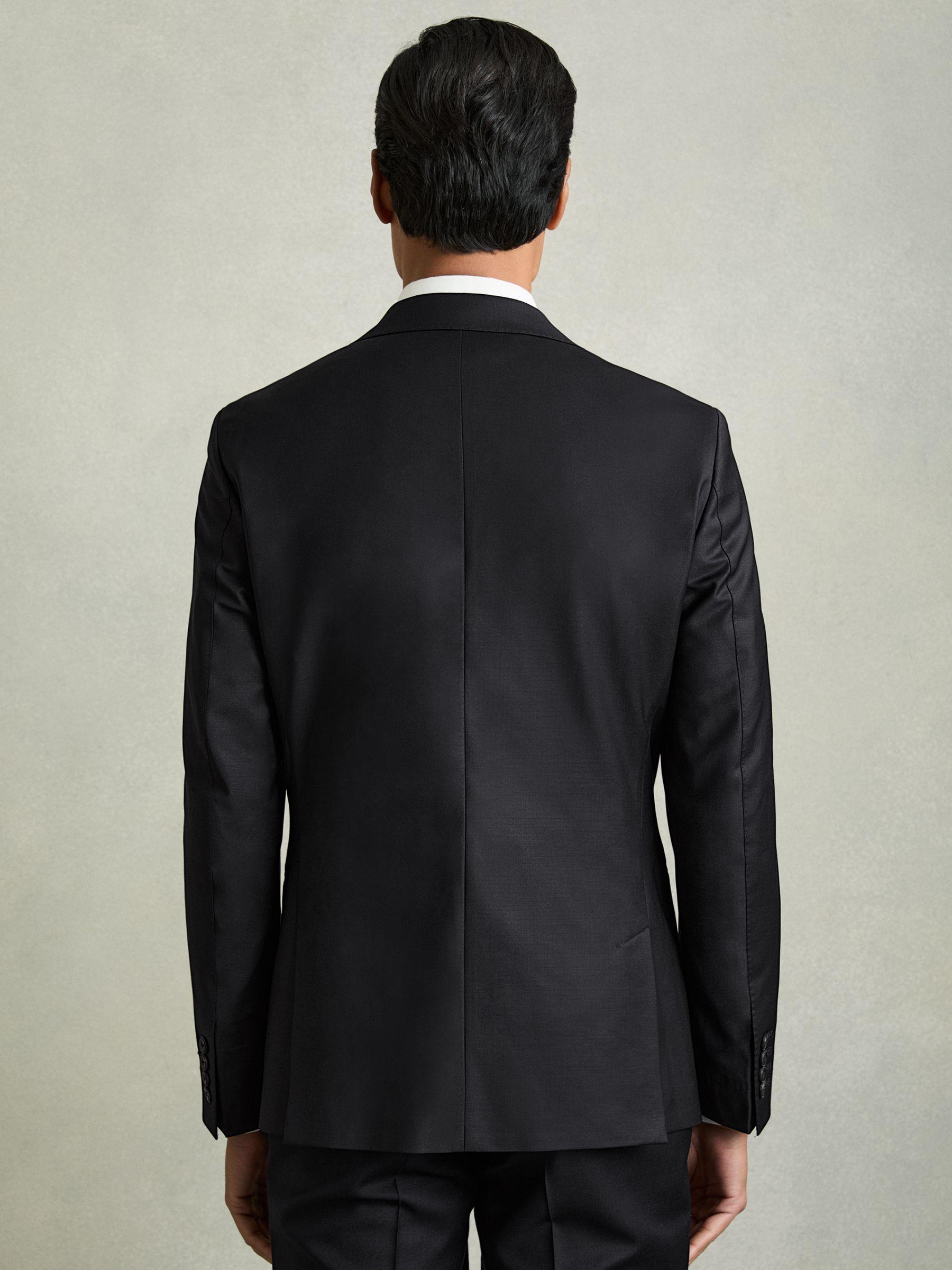 Regular-Fit Single-Breasted Wool-Blend Suit Blazer in Navy Product Image
