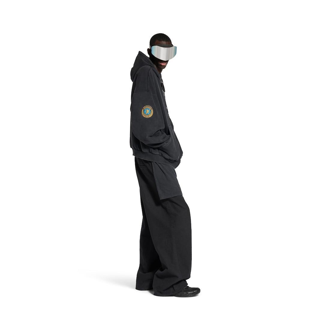 Men's Uniform Patch Zip-up Hoodie Large Fit in Black Faded Product Image