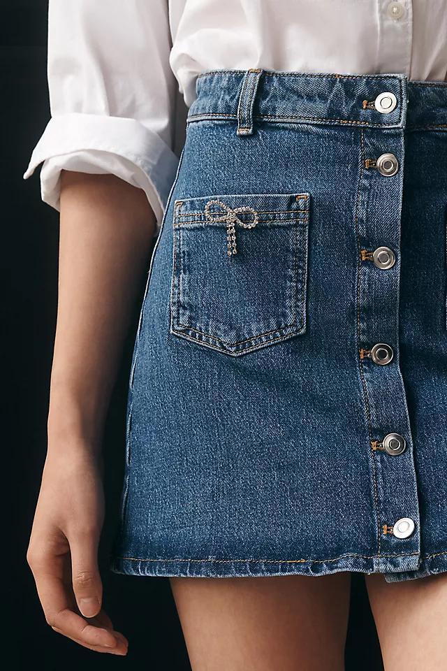 Maeve Denim Bow Mini Skirt Product Image