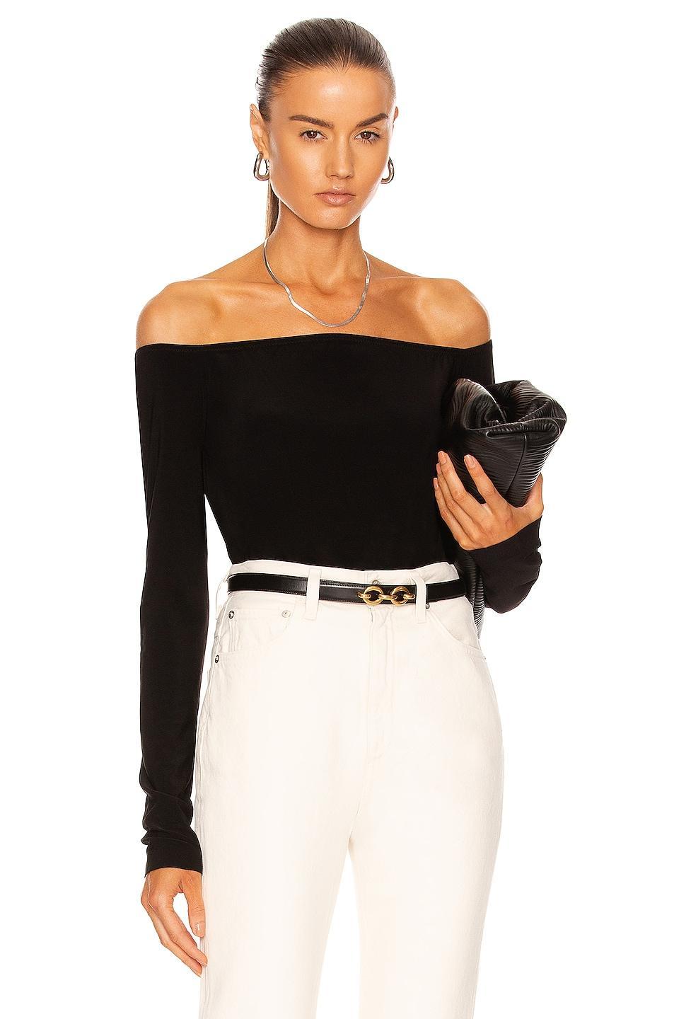 Norma Kamali Long Sleeve Off Shoulder Top Women's Clothing Product Image
