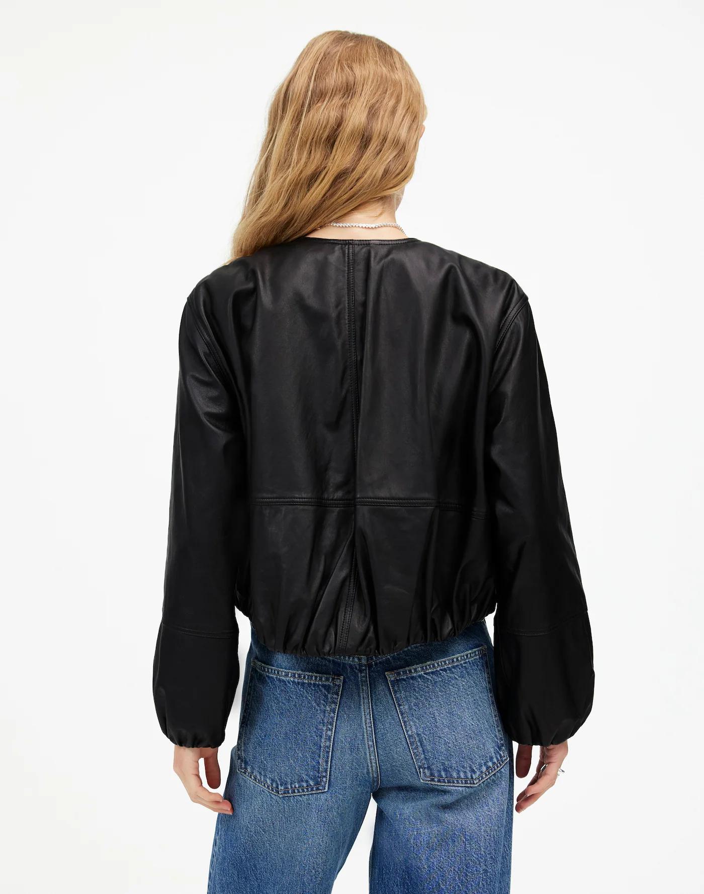 Leather Bubble-Sleeve Jacket Product Image