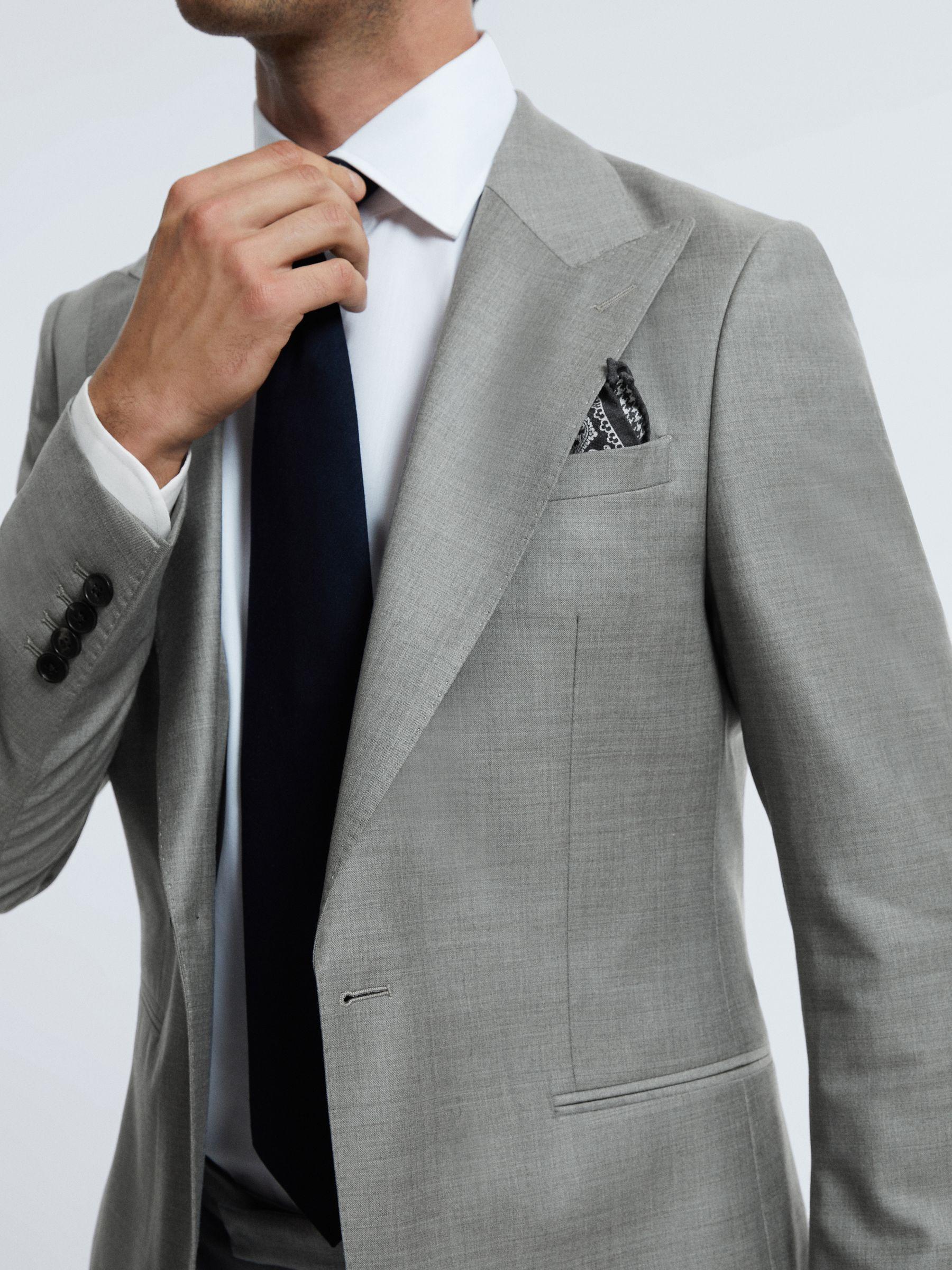 Atelier Wool Cashmere Slim Fit Single Breasted Blazer in Grey Melange Product Image