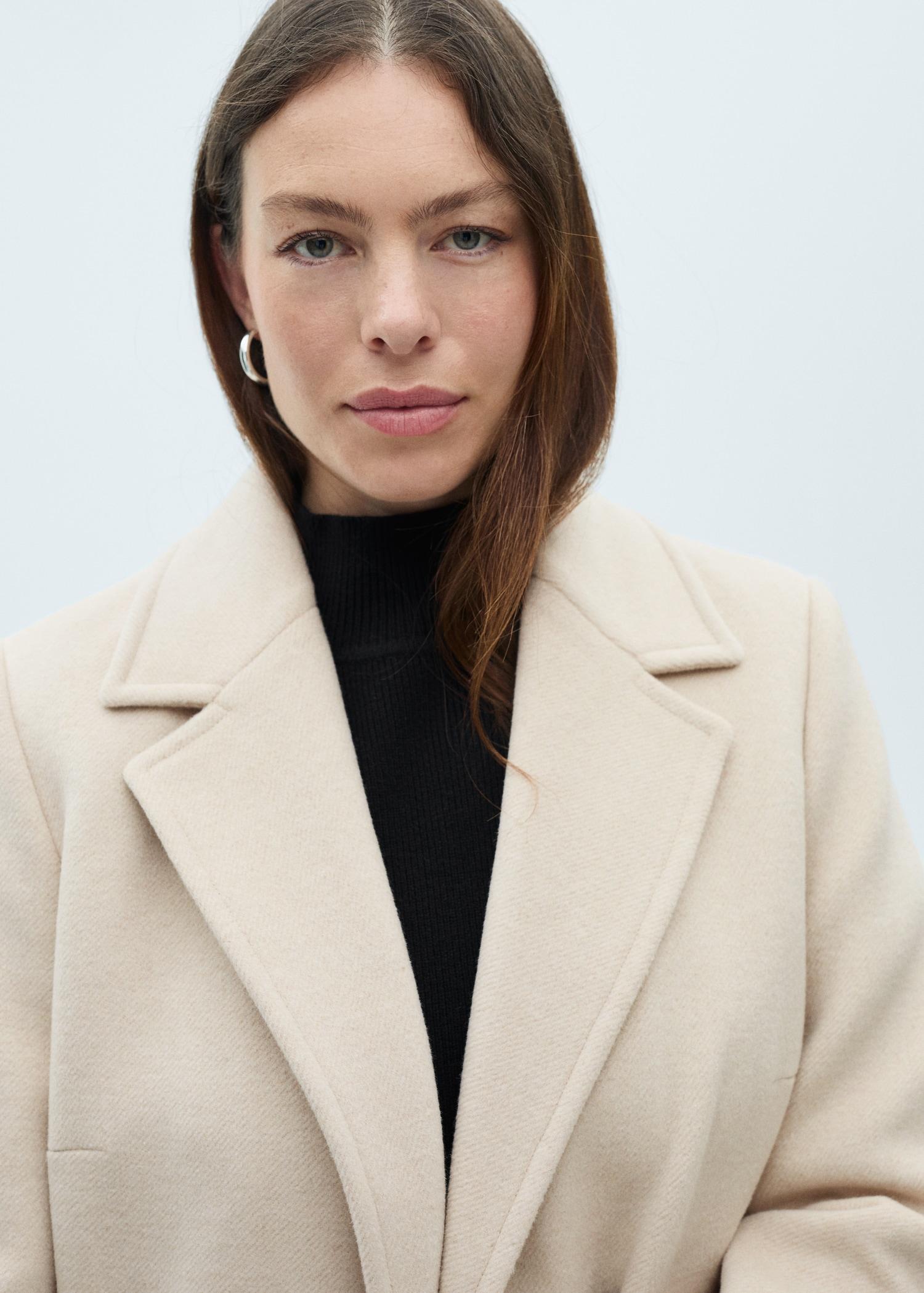 Double-breasted wool coat - Women | MANGO USA Product Image