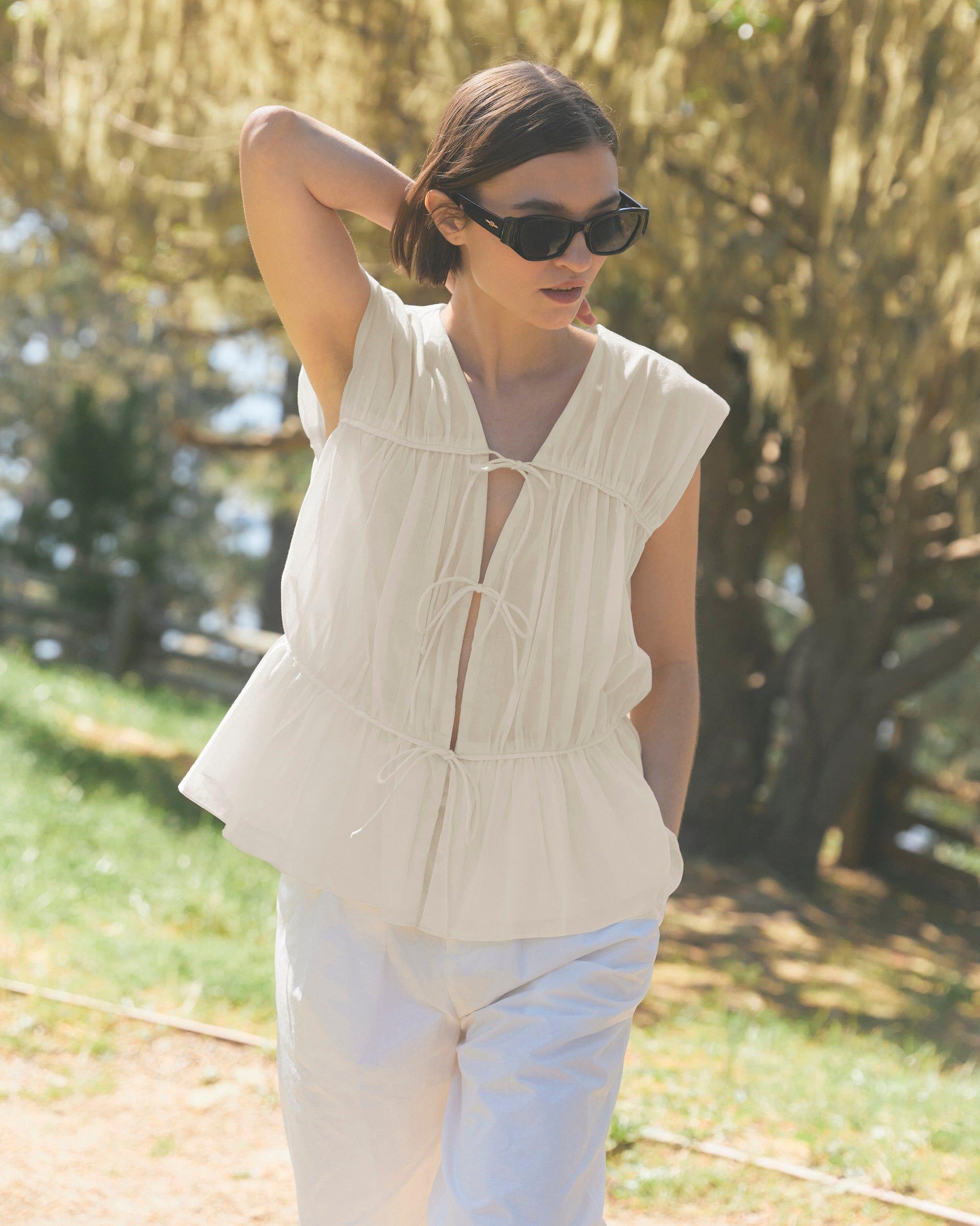 Neha Tie-Front Tiered Blouse Product Image