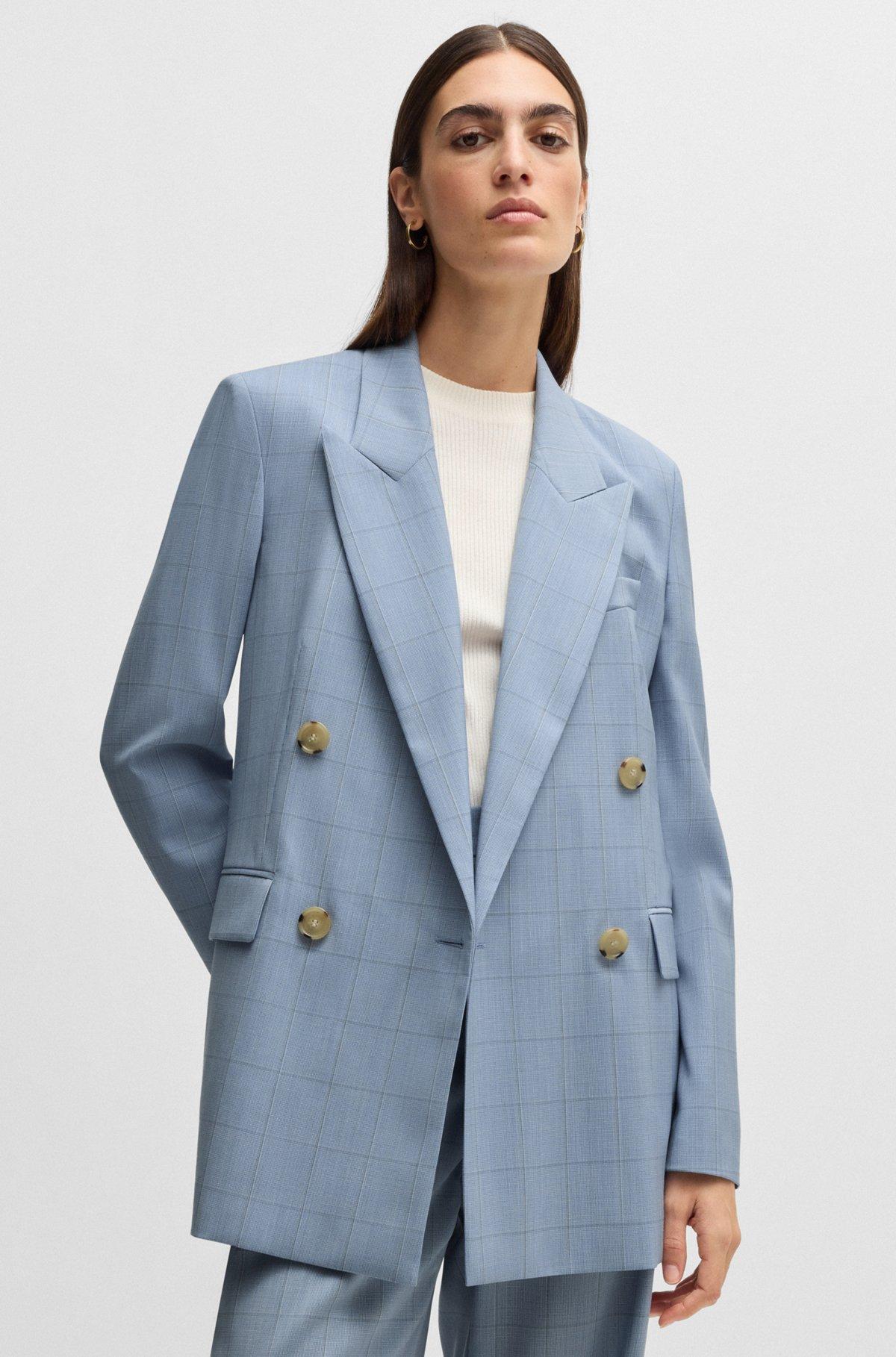 BOSS - Regular-fit suit jacket in checked wool - Patterned Product Image