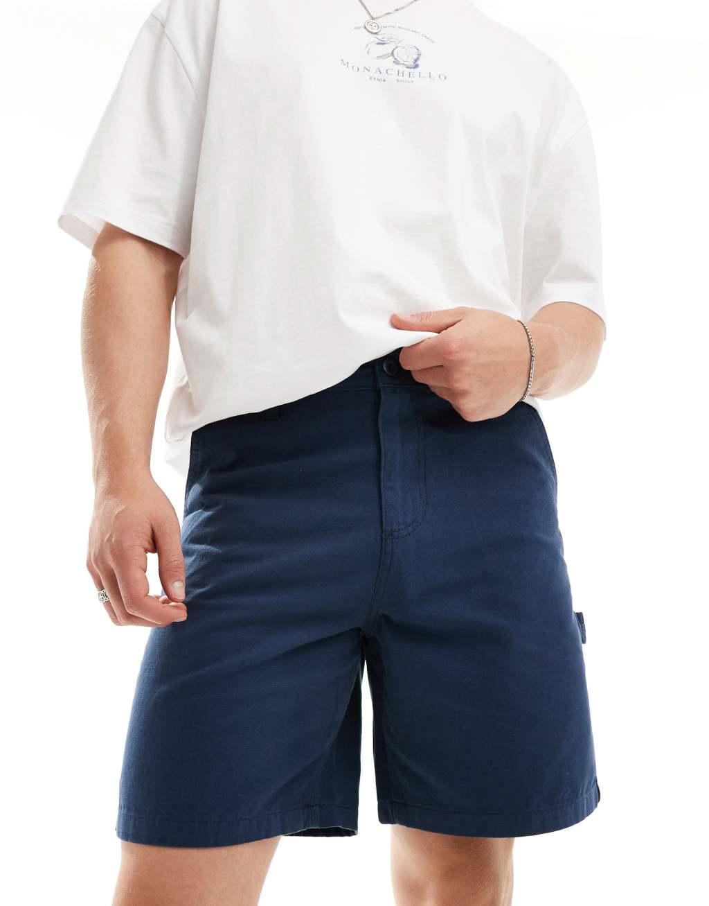 ASOS DESIGN carpenter shorts in navy Product Image