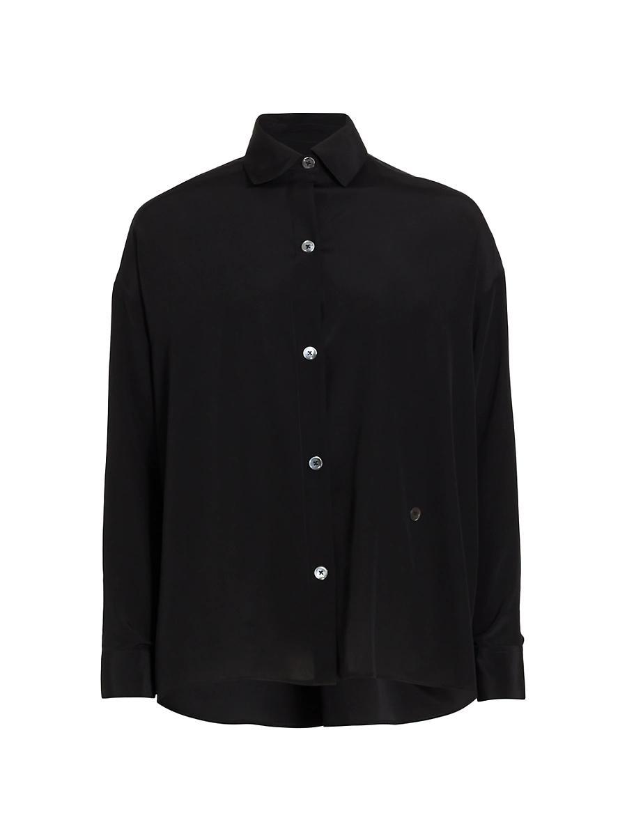 Womens Silk Satin High-Low Shirt Product Image