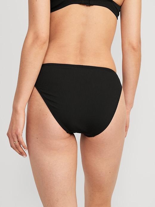 High-Waisted French-Cut Ribbed Bikini Swim Bottoms Product Image